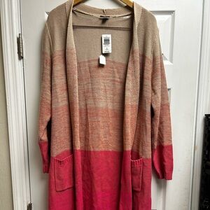 Torrid Tan and Pink Colorblock Cardigan